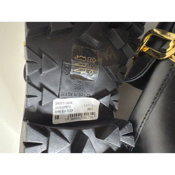 Schutz 6B Womens Black Leather Gold Chain Christie Loafers Slip On Muller Patent - Picture 9 of 9